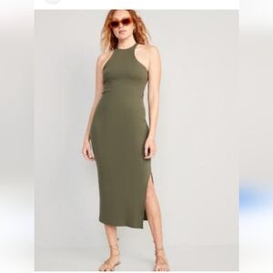 Old navy fitted high neck rib knit maxi dress